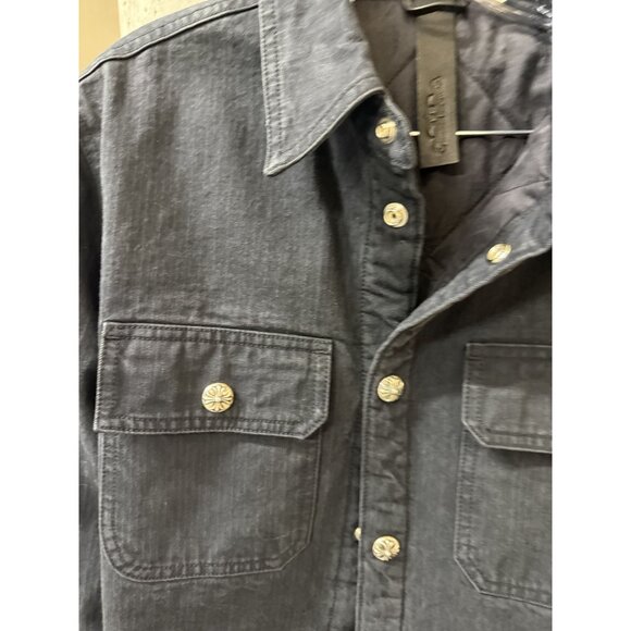 Chrome Hearts Black Denim Shirt Jacket With Quilted Lining & Silver Button Detai - Picture 10 of 16
